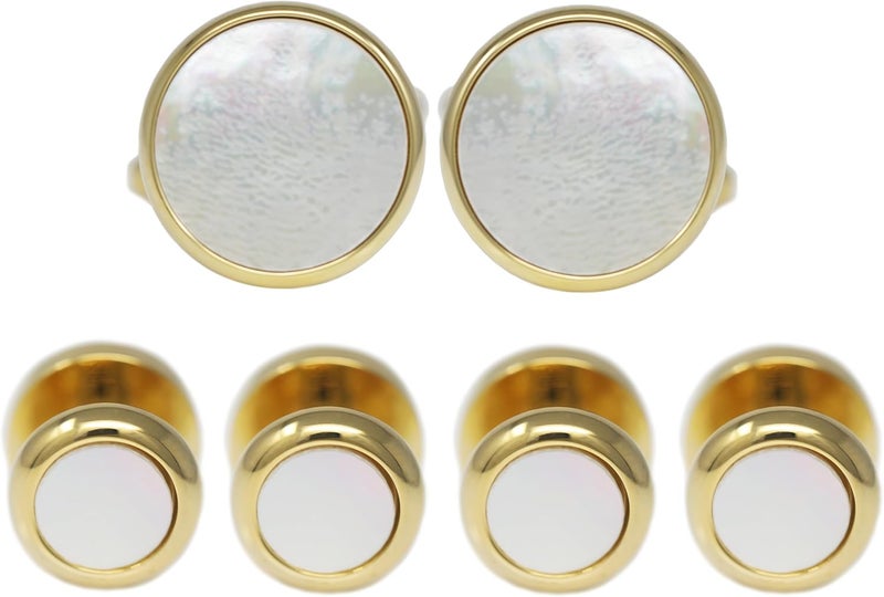 MENDEPOT Men Formal Wear Dress Shirt Cufflinks And Studs Set With Box Wedding Groom Groomsmen Gift - Image 1